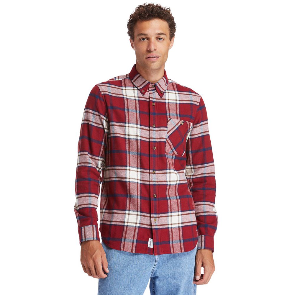 Camasi Timberland Barbati Rosii/Albi - Back River Heavy Flannel Check - Romania - JNMYEL765